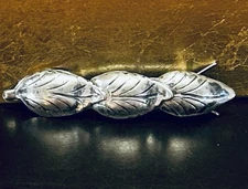 Vintage Mexico 2” Sterling Leaf Design Hair Barrette Clip