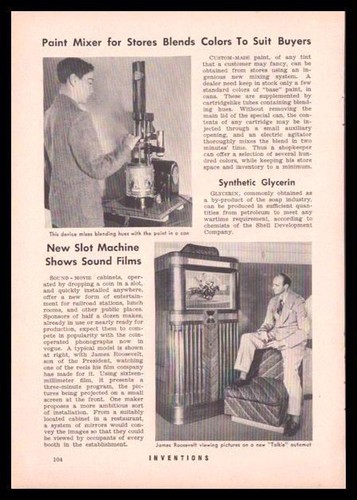 Mills Panoram Jukebox Sounds 1940 article “New Slot Machine Shows Music Videos”