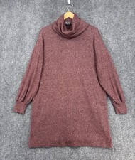 ASOS Heathered Burgundy Fall Boho Cozy Turtleneck Sweater Mini Dress Size 4