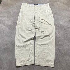 Tommy Hilfiger Chino Trousers Mens 42" Relaxed Fit Cotton Flag Logo Pants, Beige