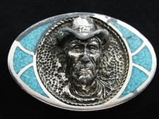 RF11121 VINTAGE 1970s  OLD COWBOY  SOUTHWESTERN DESIGN ART BELT BUCKLE