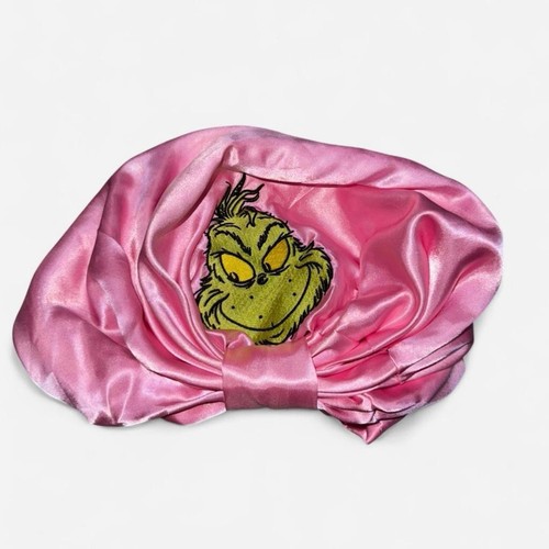 Pink Satin Grinch Sleep Bonnet Hair Bonnet