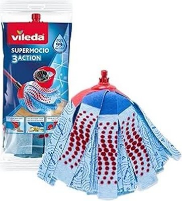 Vileda SuperMocio 3Action Ersatz-Moppkopf, Nachfüllpackung für alle Vileda Super