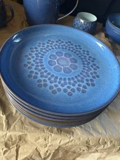 Denby Langley MIDNIGHT Dinner Plate Blue Flower Handcrafted England 10” 1 Plate