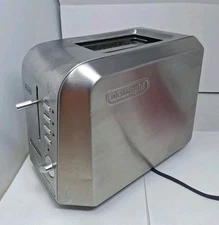 DeLonghi Toaster 2 Slice Wide Bagel Retro Silver CTH2003 1000 Watts Tested Read
