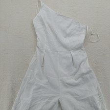 White One Shoulder Wide Leg Jumpsuit Minimal Chic