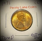 1938 Lincoln Wheat Cent Brilliant Uncirculated TONED BEAUTY