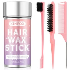 Hair Wax Stick Set Edge Brush Rat Tail Comb 4-in-1 Flyaway Styling Kit