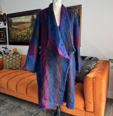 vintage 80s Emanuel Ungaro Mohair Wool Wrap Shawl Coat  display picture 2