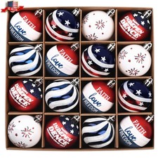 Patriotic Ornaments for 4Th of July Tree Decorations, 16Ct 2 Inches Red White Bl