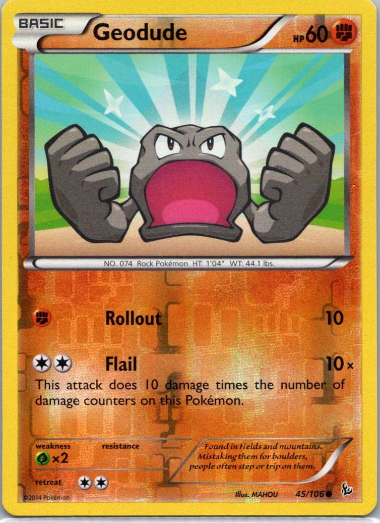 Pokemon TCG Geodude 45/106 Flashfire Rev Holo NM