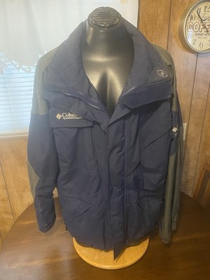 Columbia Titanium Omni-Tech Jacket Men s Large Blue Green 5 Pockets