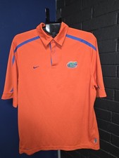 Vintage Nike UF University Florida Gators Orange Football Polo Shirt Size Large