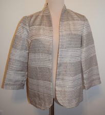 New Womens Chicos Jacket 1 Sequin Textured Open Front 3/4 Sleeve Neutral Blazer