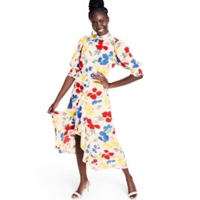 lace midi cocktail dress Malani Floral Lace Midi Dress In White White / S