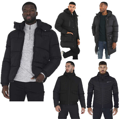 BRAVE SOUL MENS QUILTED HOOD JACKET PADDED BUBBLE PUFFER PUFFA WARM OUTDOOR  COAT UK