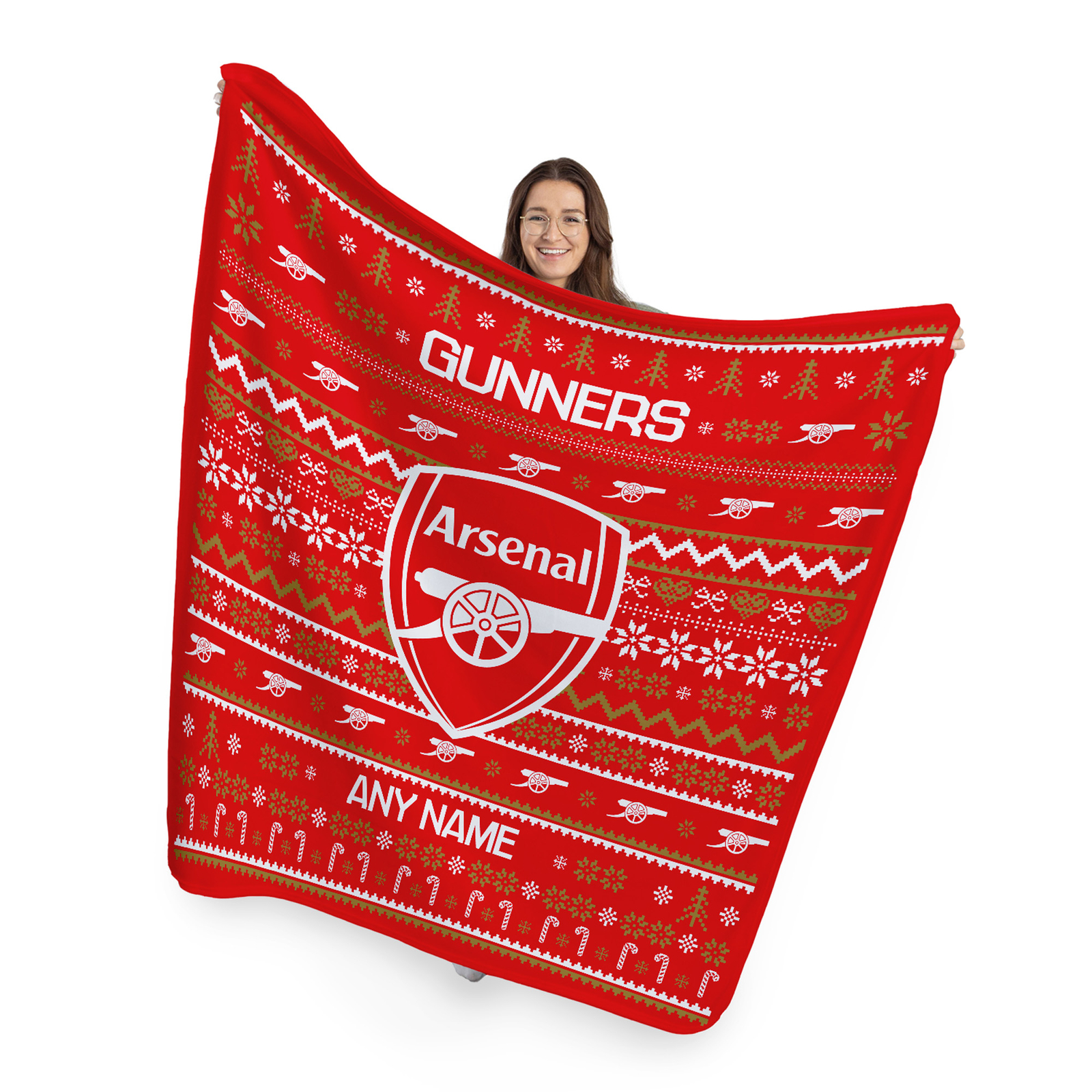Arsenal Blanket Personalised Throw Bedding Bedspread Official Xmas