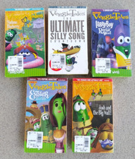 Veggie Tales lot of 5 BRAND NEW VHS - The Ultimate Silly Song, Larryboy, Esther