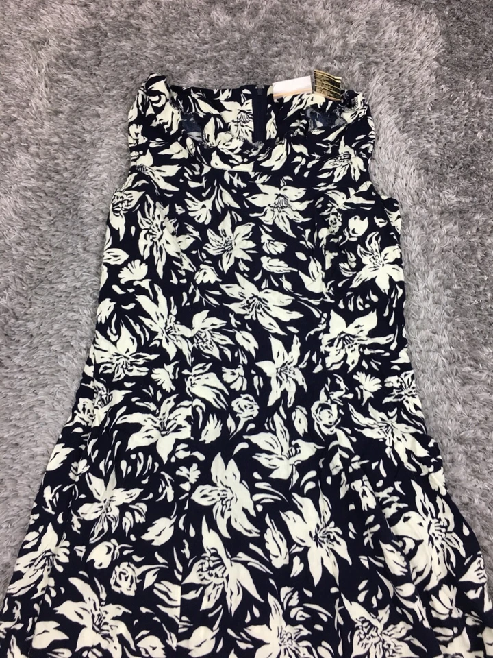 Maxi Vestido Kathie Lee Sin Mangas Mujer Talla 10 Negro Blanco Estampado Floral Foto 2 de 4