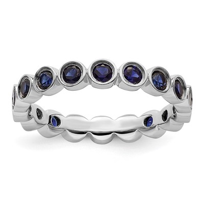 Sterling Silver Stackable Expressions Created Sapphire Ring Size 7