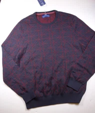RYAN SEACREST Navy Blue w/ Red Lines Crew Neck Knit Pullover Sweater NEW XL