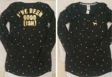 NWT Victoria's Secret PINK "I've Been Good ish " Longsleeve Sleep Shirt Small