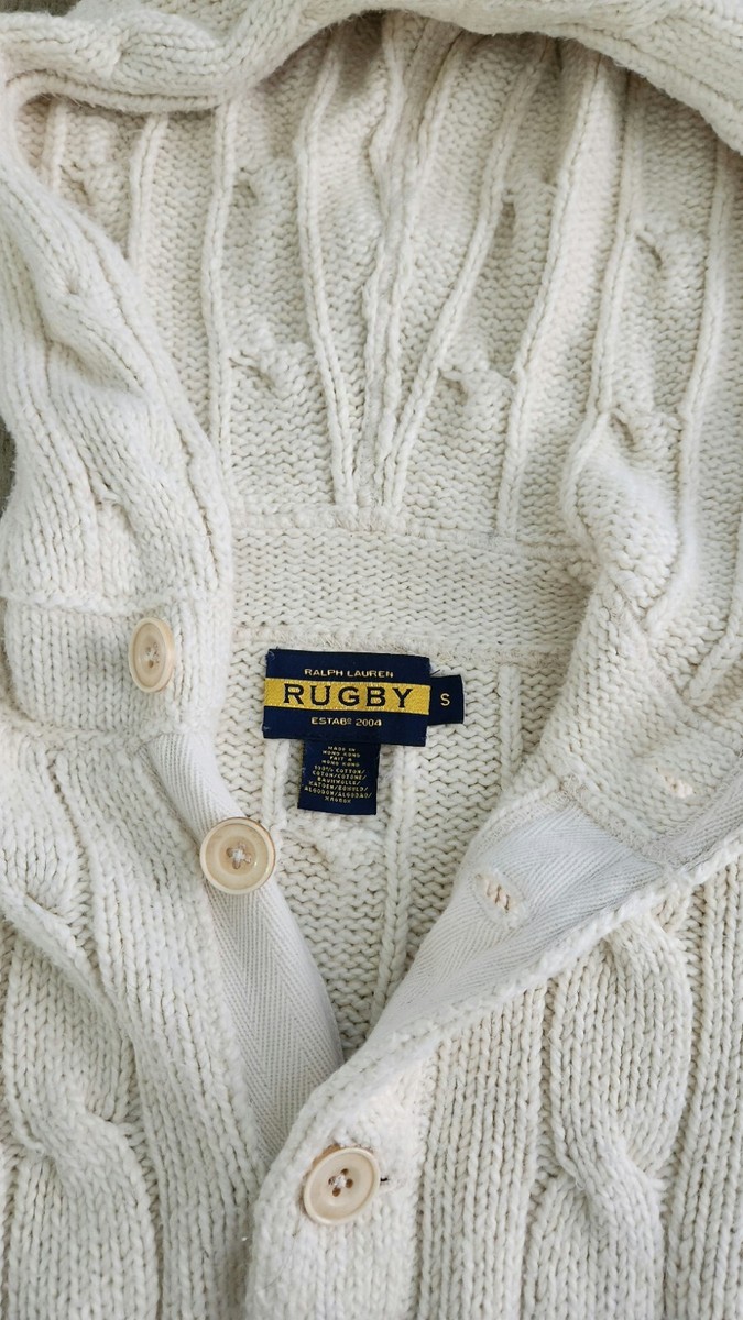 Vintage Rugby By Ralph Lauren Cotton Hooded Pullover Cable Vintage Rugby By Ralph Lauren Cotton Hooded Pullover Cable