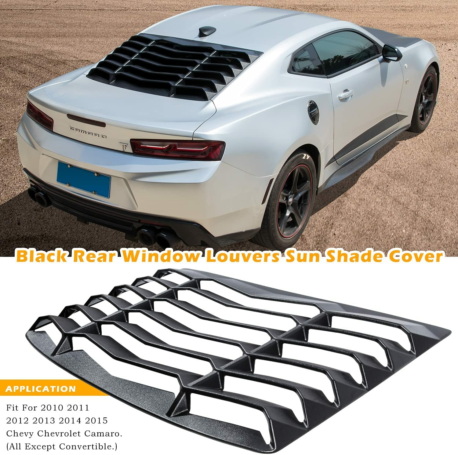 Rear and Side Window Louvers SunShade Cover for Chevy Chevrolet Camaro 2010-2015