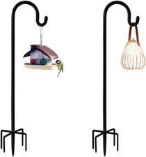 2 Pack Shepherds Hook 48 Inch Tall Bird Feeder Pole Shepards Hooks for Outdoor..