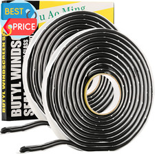 2 Pack Butyl Seal Tape, 3/8" X 30 Feet Black Rubber Sealant Tape, Leak Proof Put