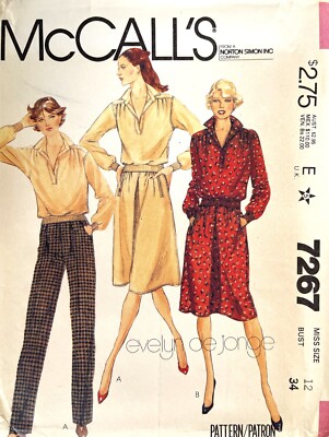 1980's McCall's Misses' Top,Skirt,Pants Evelyn de Jonge Pattern 7267  12 UNCUT
