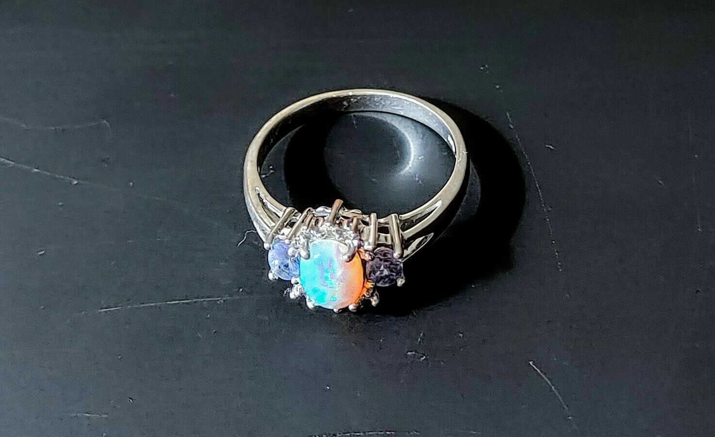 3Ct Oval Fire Opal Diamond Engagement Ring in 14k White Gold Finish for Women