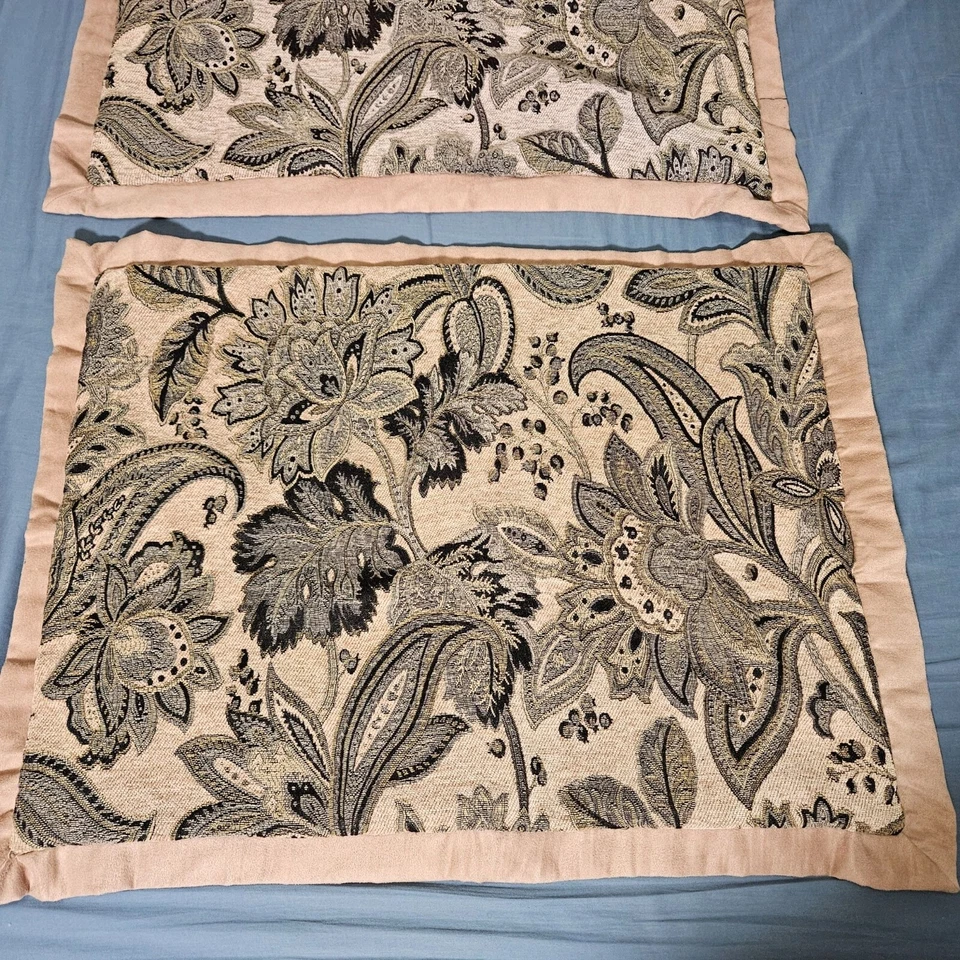 Juego de funda de almohada decorativa crewel bordada floral beige gris negro cremallera 20x26 Foto 3 de 4