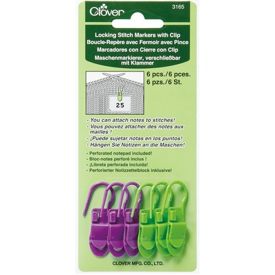 Clover 3165 Locking Stitch Markers W/Clips-6/Pkg (3Pk)
