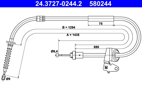 ATE Handbremsseil Rechts FüR Mini R50 R53 R52 1.4D 1.6 06.01-07.08 OE-image