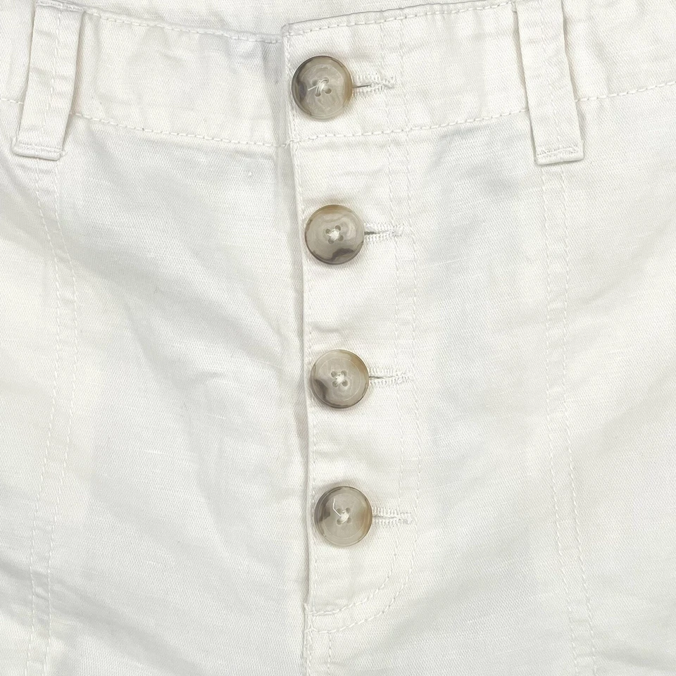 Ann Taylor Loft Cotton Linen Womens Off White Button Down Shorts Size Large - Image 3 of 3
