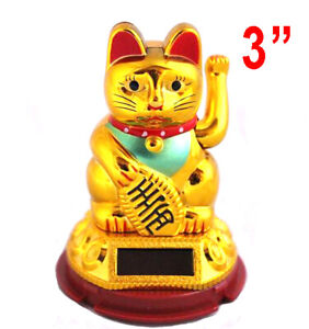  Chinese  Solar Powered Lucky  Waving  Cat  Moving Arm  Maneki 