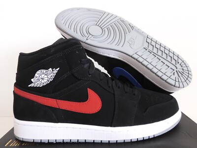 NIKE AIR JORDAN 1 MID BLACK-UNIVERSITY RED SZ 11.5 RARE