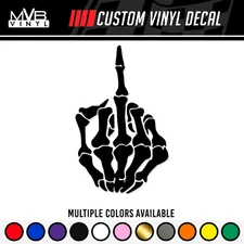 Skeleton Middle Finger Vinyl Decal Funny Car Truck Sticker | Bone Skull Window