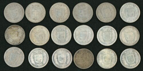 Switzerland Silver 5 Francs Lot of 36 1931-1969 - Afbeelding 1 van 4