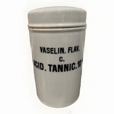 Antique Chemist Apothecary Jar Vaselin Flav C Acid Tannic 10% RARE Pharmacy