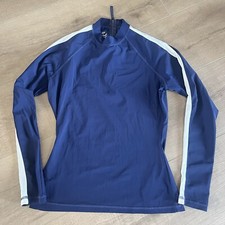 J. Crew Rash Guard Women Medium Long Sleeves Navy Blue Pullover Mock Collar Swim