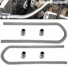 44" Chrome Stainless Steel Universal Flexible Heater Radiator Hose Caps Kit Set