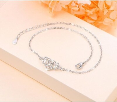#ad Women#x27;s 925 Silver Knot Anklet 10quot; Hypoallergenic Simple in 14K White Gold Over $147.58