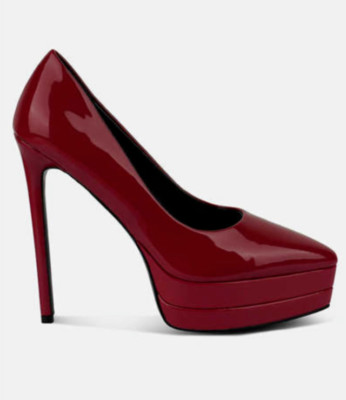 Cuddles patent faux leather platform stiletto pumps size 5 red NEW with box