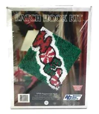 National Yarn Crafts Latch Hook Kit XP68 Peppermint Noel 12"x12" Christmas NEW