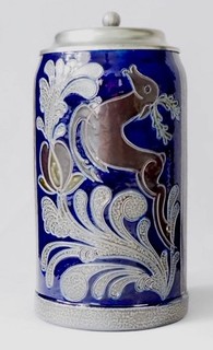 Fohr Pils Brauerei Steinkrug Bayern mit Flachdeckel aus Zinn