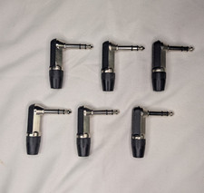 Lot of 6 TRS Right Angle 1/4  Plugs Metal Body Solder Type Connectors