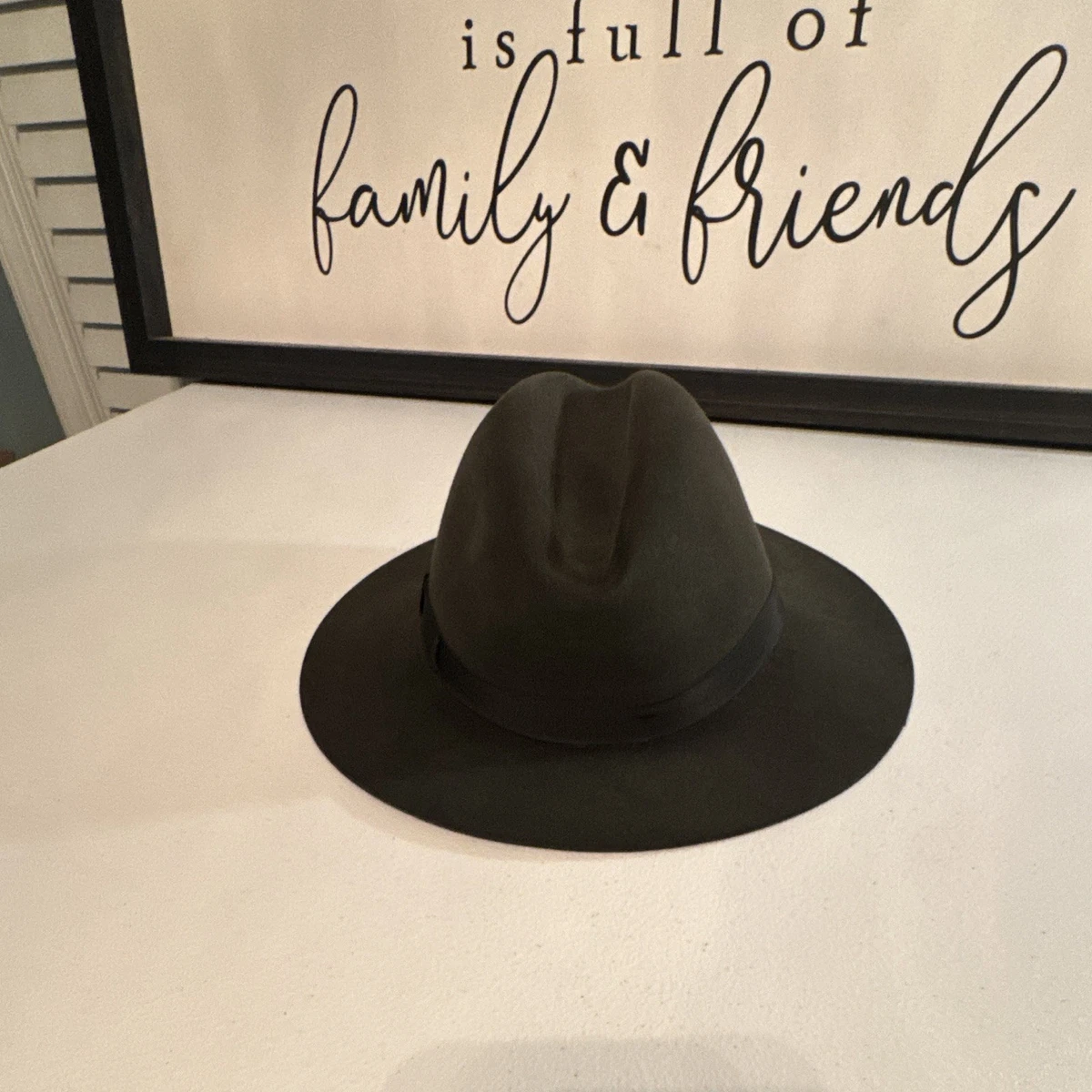 Sombrero Fedora Fiorentino Para Hombre Negro Piel Sólida Fieltro Talla 8 Hecho en República Checa