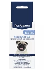 PET ARMOR SURE SHOT 2X CANINE ANTHELMINTIC SUSPENSION 2 oz EXP 03/2028 FREE S/H